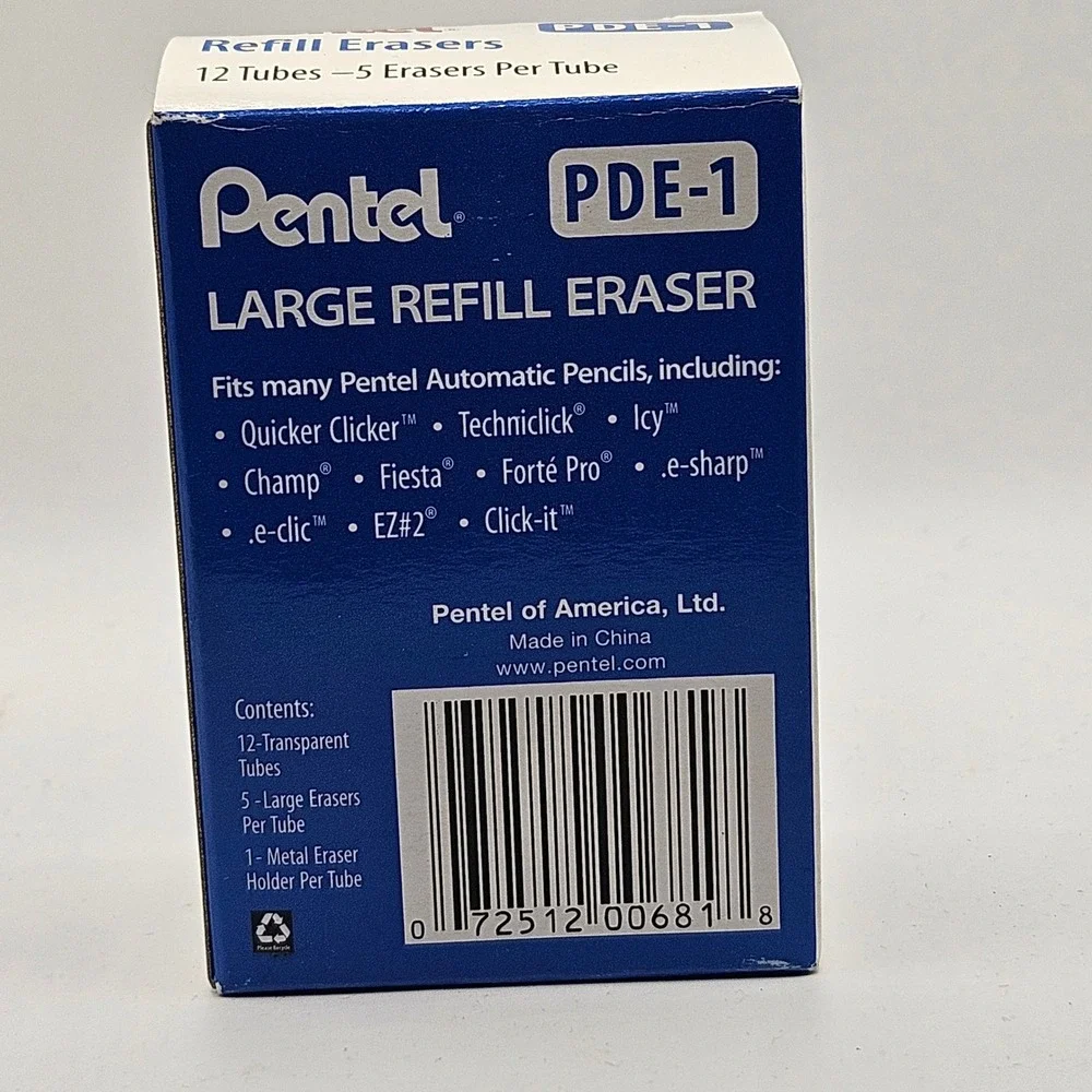 Pentel Refill Eraser PDE-1 White 9 Tubes Large for Automatic Pencils